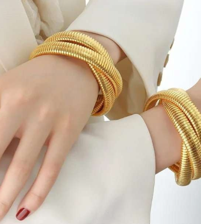 Bold Gold-Plated Coil Bracelet